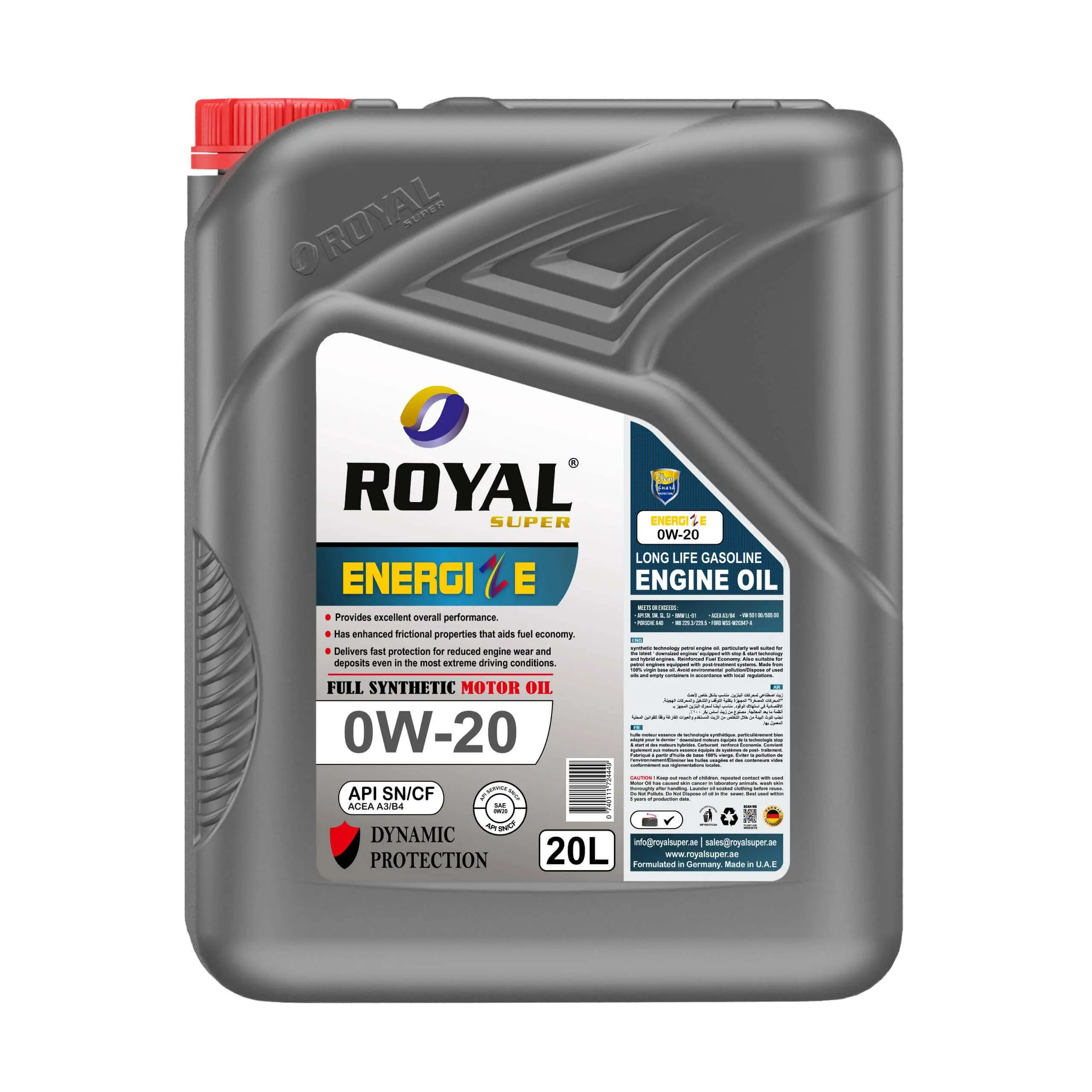 Royal Super Lubricants Engine Oil 0W-20 API SN/CF for Petrol Vehicle 20 Liter